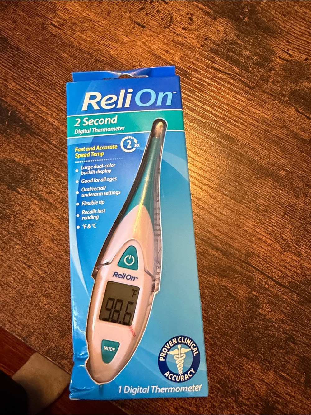 2-Second Digital Thermometer in White and Teal